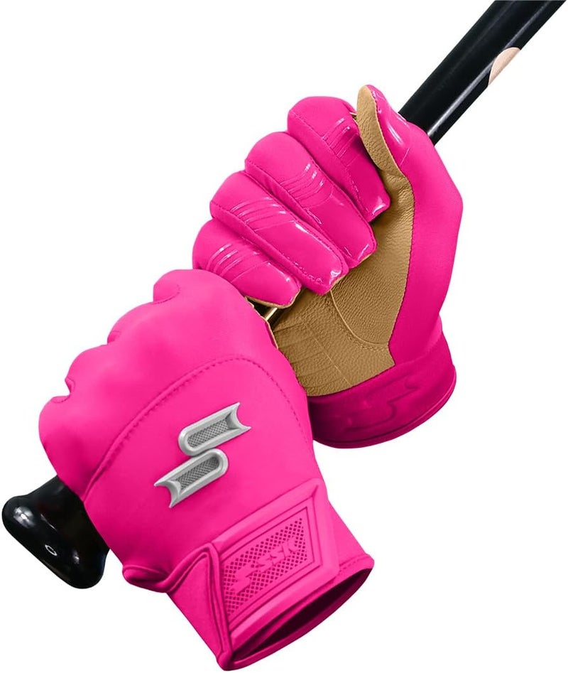 SSK X1 Color Rush Youth Baseball Batting Gloves - Durable Cabretta Leather Palm - 11 Colors - Image 2